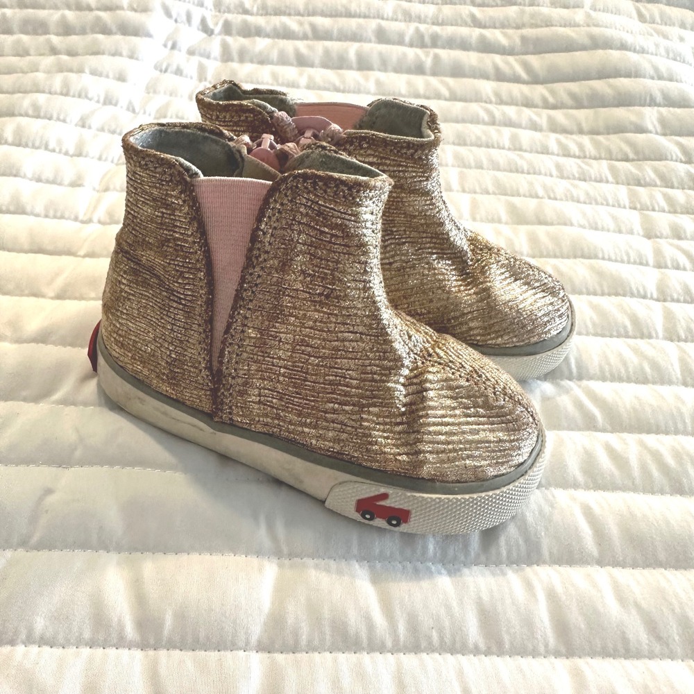 See Kai Run Toddler Girls‎ Gold Glitter Zipper Ankle Boots Size 5